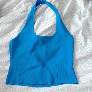 Revolve Quinn Ribbed halter top in blue Revolve size Large